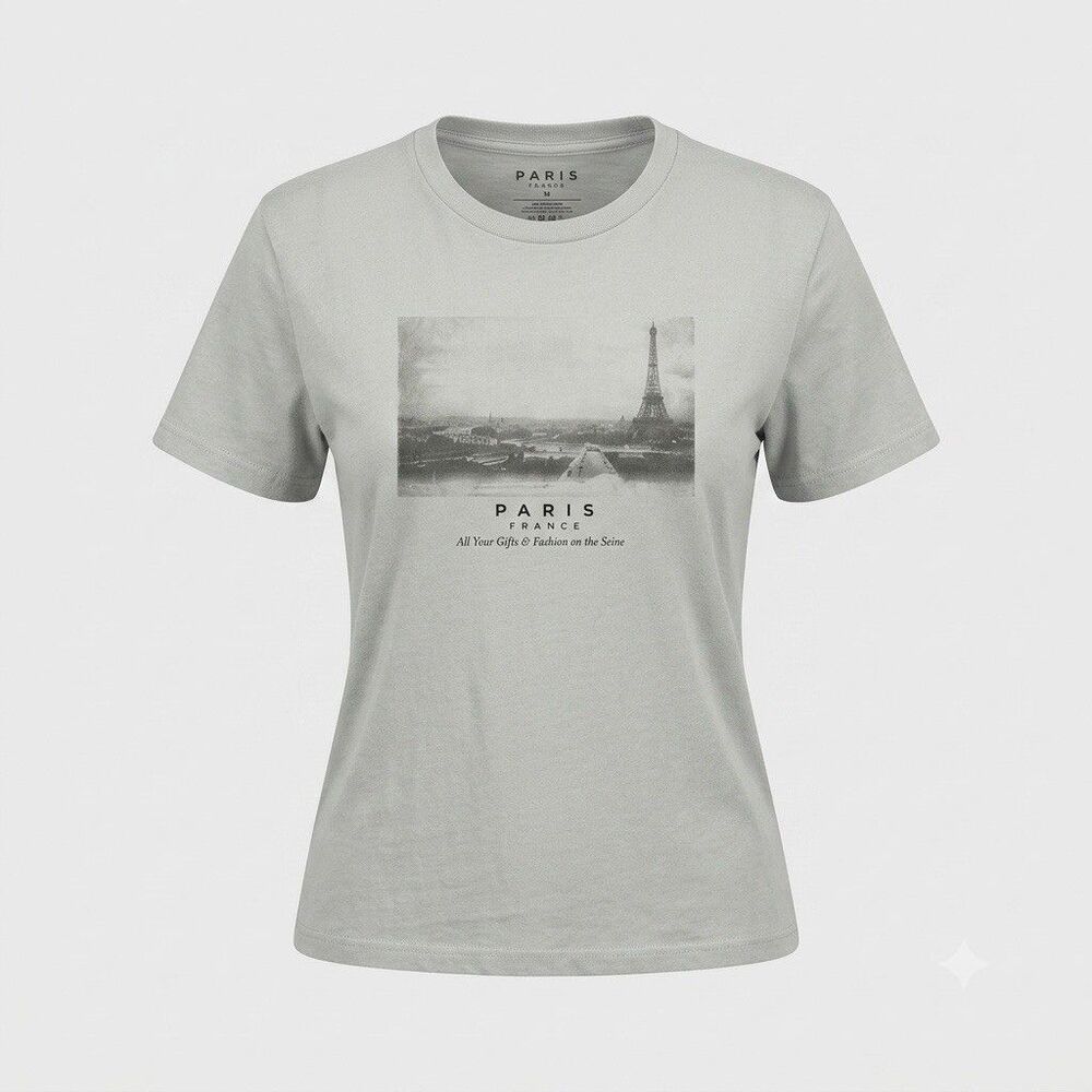 Wild Fable Paris France Eiffel Tower Graphic T-Shirt Women's Size Medium White